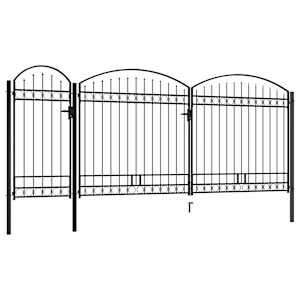 vidaXL Sodo vartai su arkiniu vir&scaron;umi, juodi, 2,5x5m, plienas