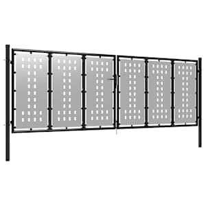 vidaXL Sodo vartai, sidabrinės spalvos, 400x125cm, plienas