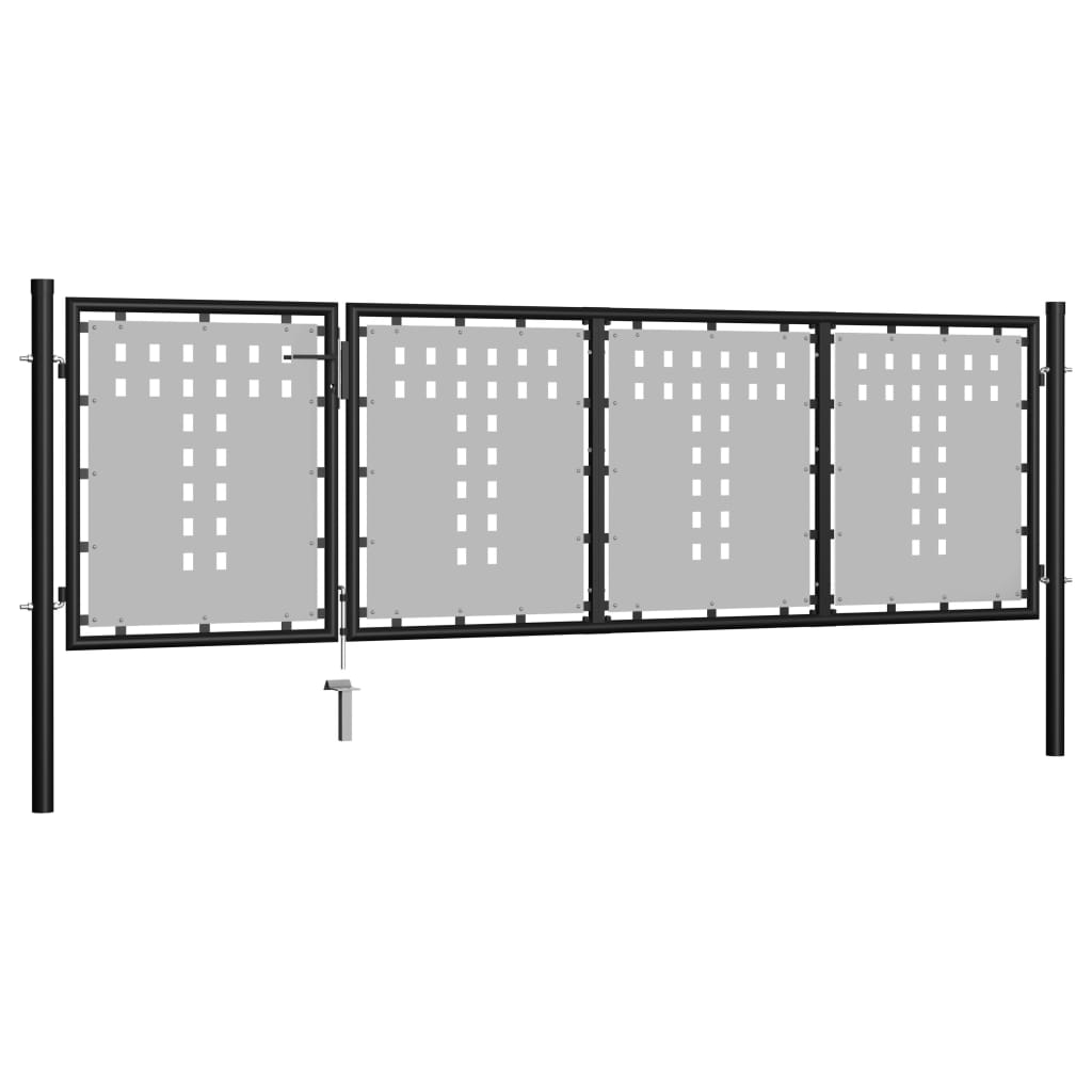 vidaXL Vrtna vrata čelična 350 x 75 cm crna