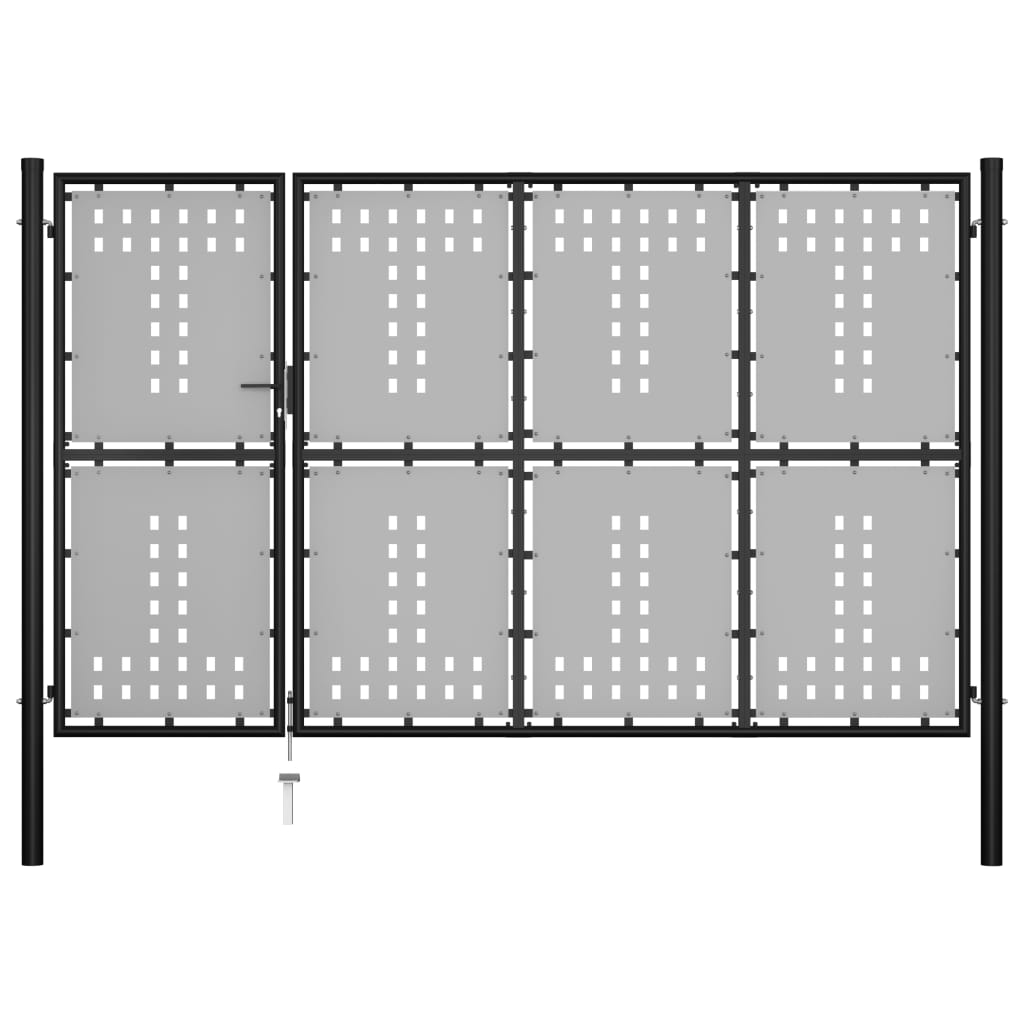 vidaXL Puutarhaportti teräs 350×150 cm musta