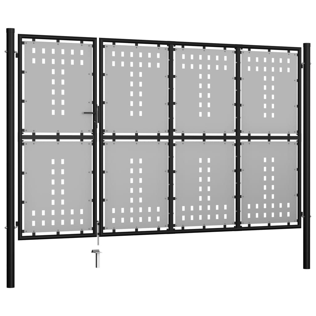 vidaXL Vrtna vrata čelična 350 x 175 cm crna