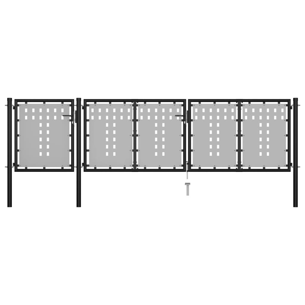 vidaXL Puutarhaportti teräs 400×75 cm musta