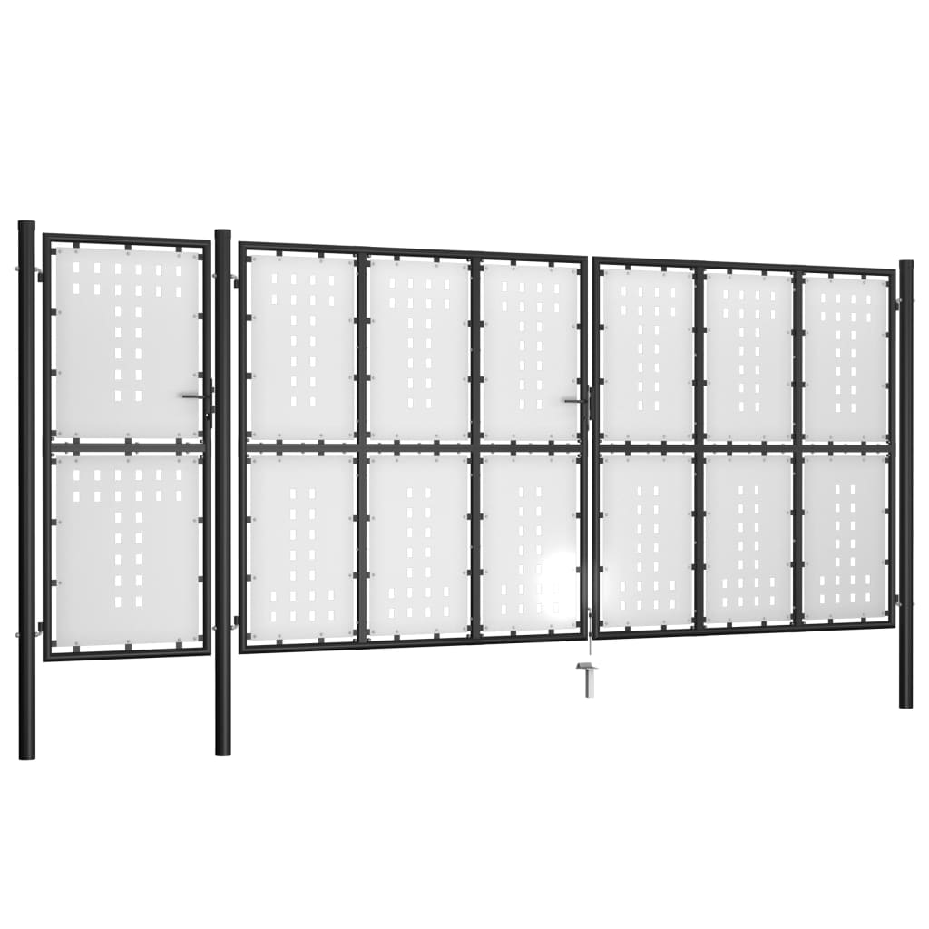 vidaXL Garden Gate Steel 500x175 cm Black