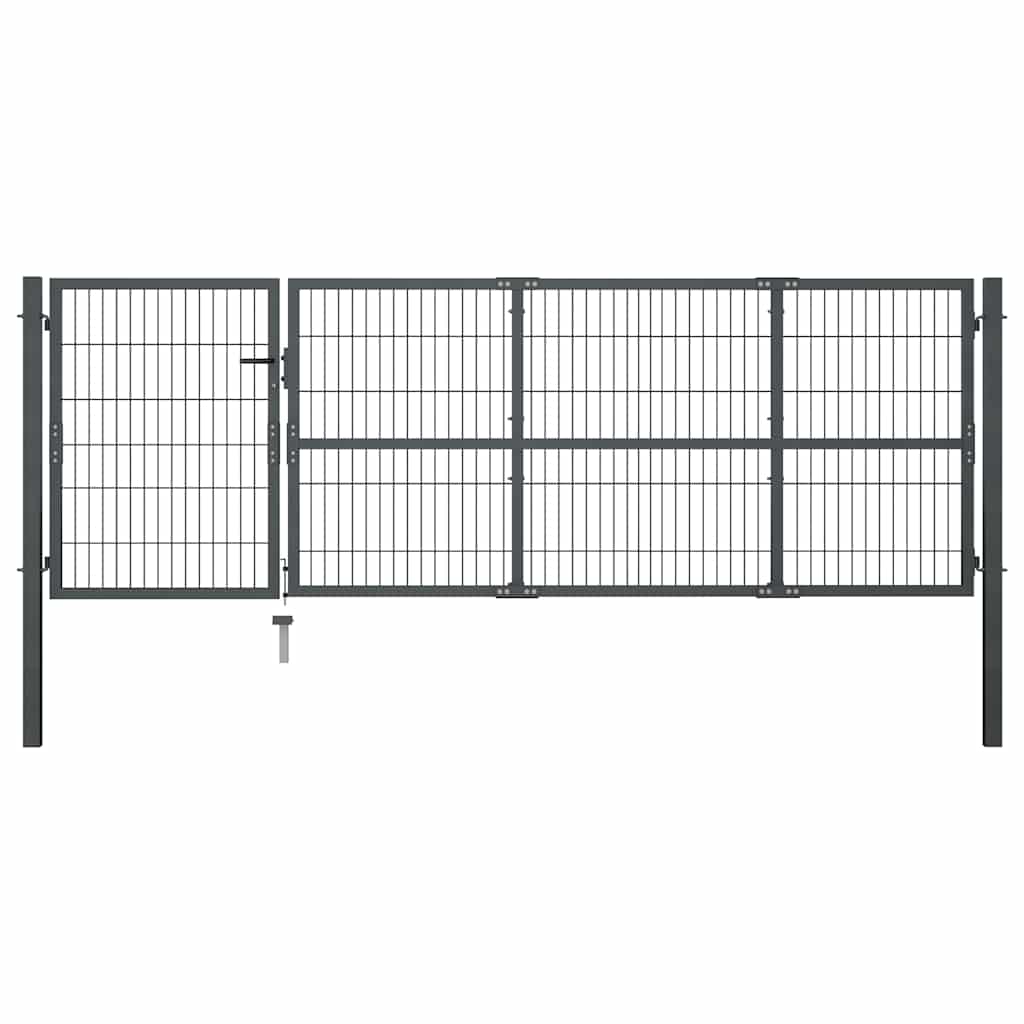 vidaXL Zahradní brána se sloupky ocelová 350 x 100 cm antracitová