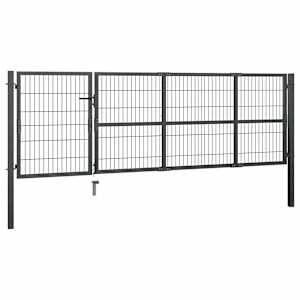 vidaXL Z&aacute;hradn&aacute; br&aacute;na so stĺpikmi, oceľ 350x100 cm, antracitov&aacute;