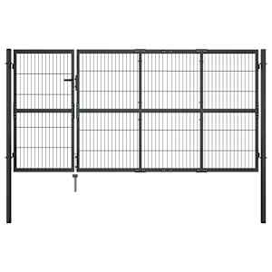 Vrtna vrata s stebrički iz jekla 350 x 120 cm antracitna