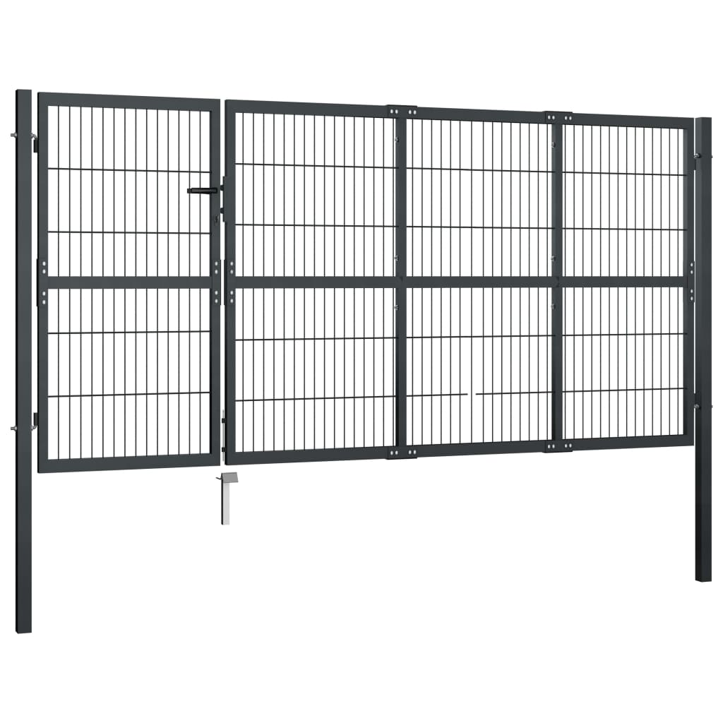 vidaXL Poort met palen 350x120 cm staal antraciet afbeelding