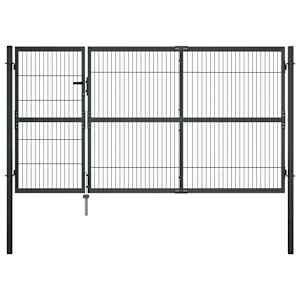 Zahradní brána se sloupky ocel 350 x 140 cm antracitová - obrázek 1