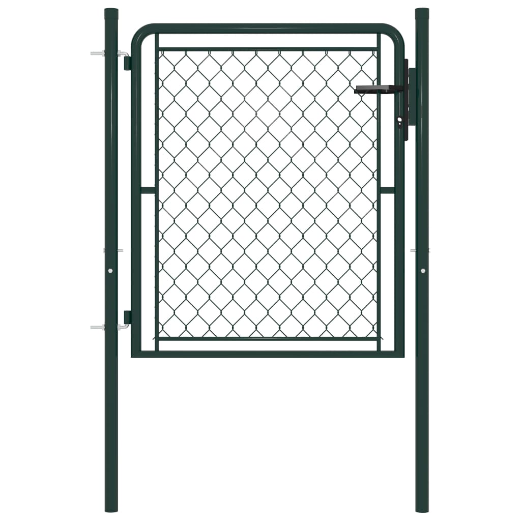 Puerta de valla para jardín acero verde 100x75 cm