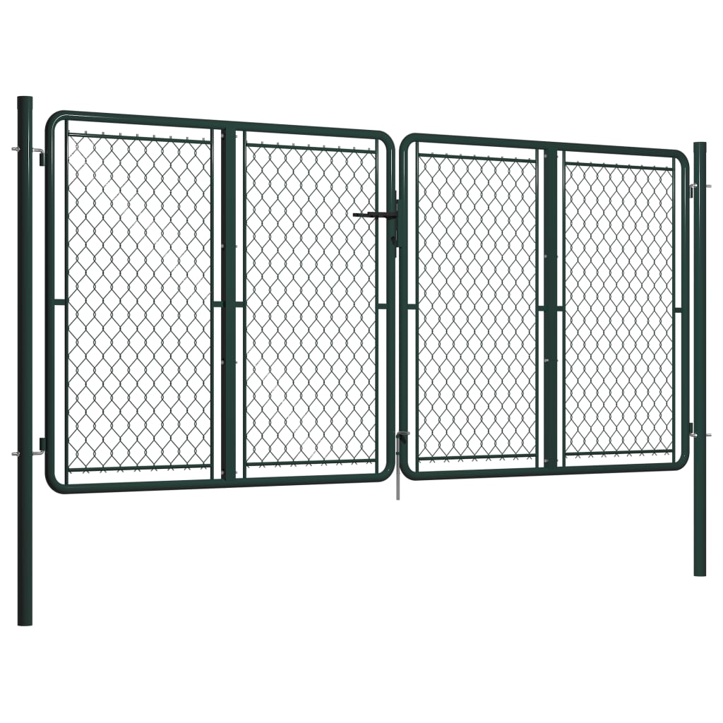 vidaXL Portail de jardin Acier 300 x 125 cm Vert