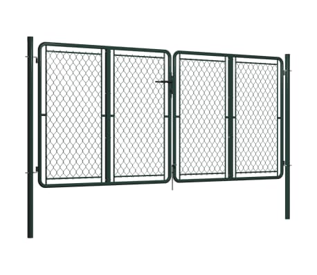 vidaXL Portail de jardin Acier 300 x 125 cm Vert