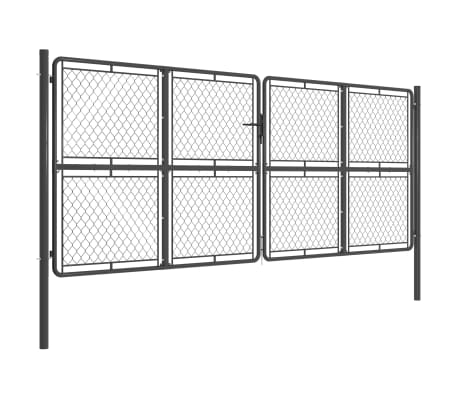 vidaXL Trädgårdsgrind stål 400x150 cm antracit