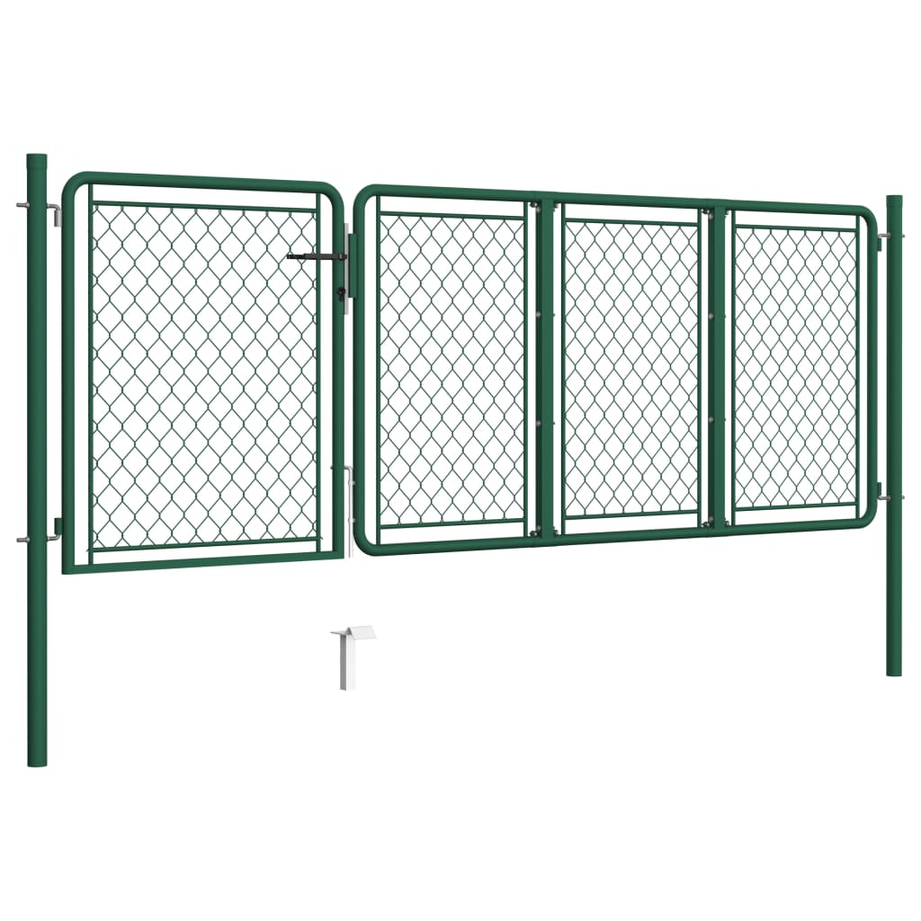 vidaXL Garden Gate Steel 100x350 cm Green