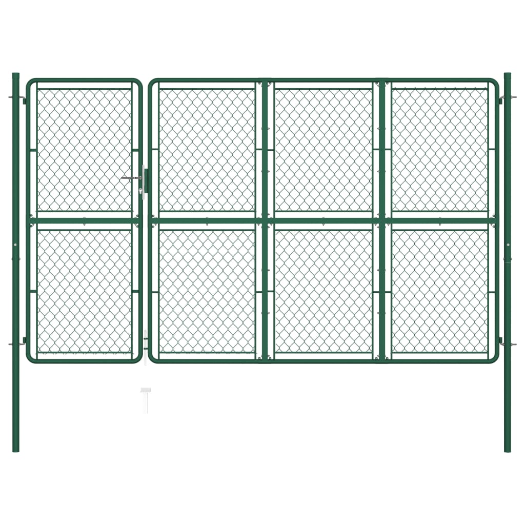 vidaXL Poartă de grădină, verde, 150 x 350 cm, oțel vidaXL imagine 2022 1-1.ro