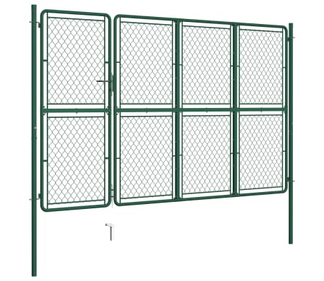 vidaXL Garden Gate Steel 150x350 cm Green