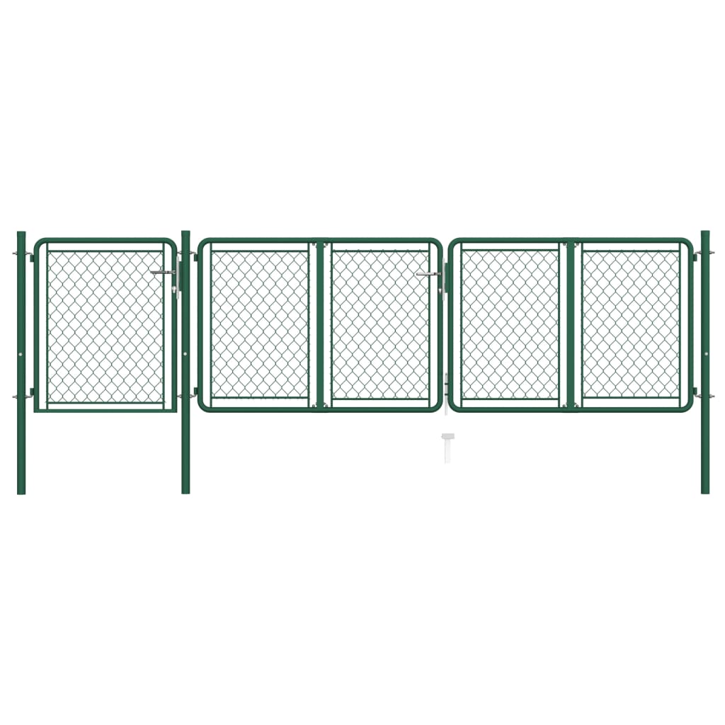 Puerta de valla de jardín acero verde 100x395 cm