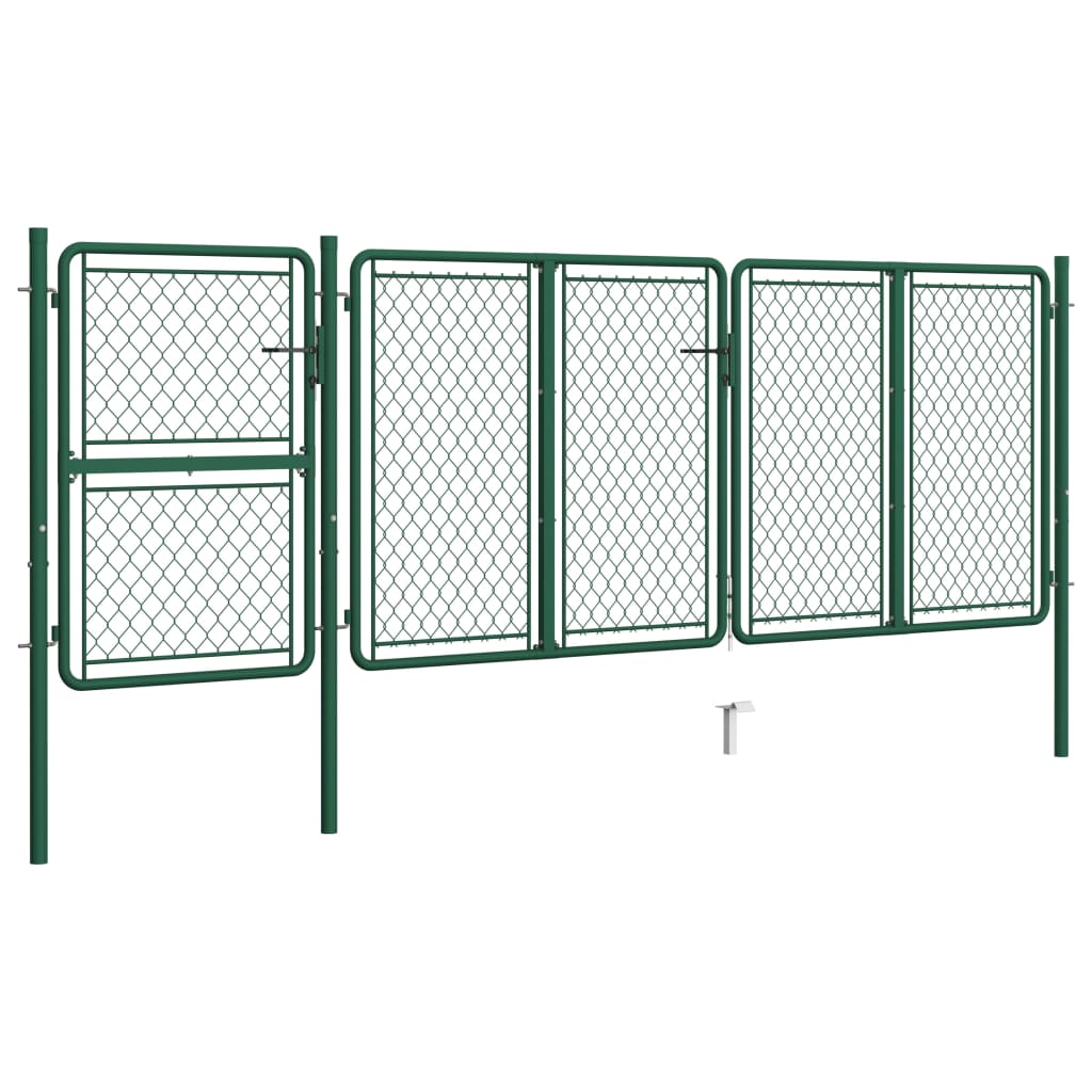 vidaXL Cancello per Giardino in Acciaio 125x395 cm Verde