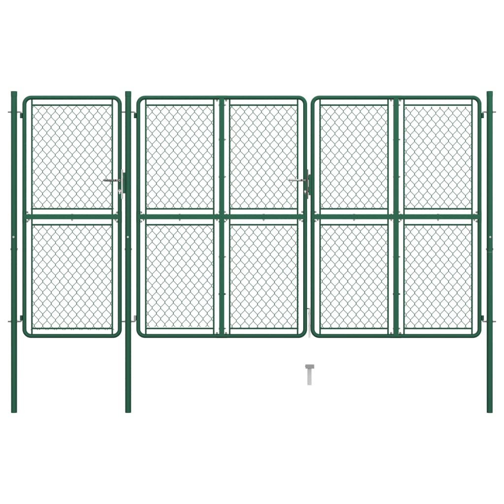 vidaXL Poartă de grădină, verde, 175x395 cm, oțel title=vidaXL Poartă de grădină, verde, 175x395 cm, oțel