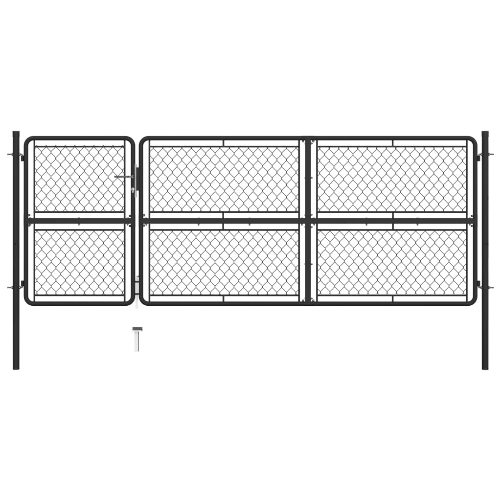 vidaXL Puutarhaportti teräs 125×350 cm antrasiitti