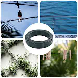 Vezna žica za ograjo 250 m 0,9/1,4 mm jeklo črno zelena