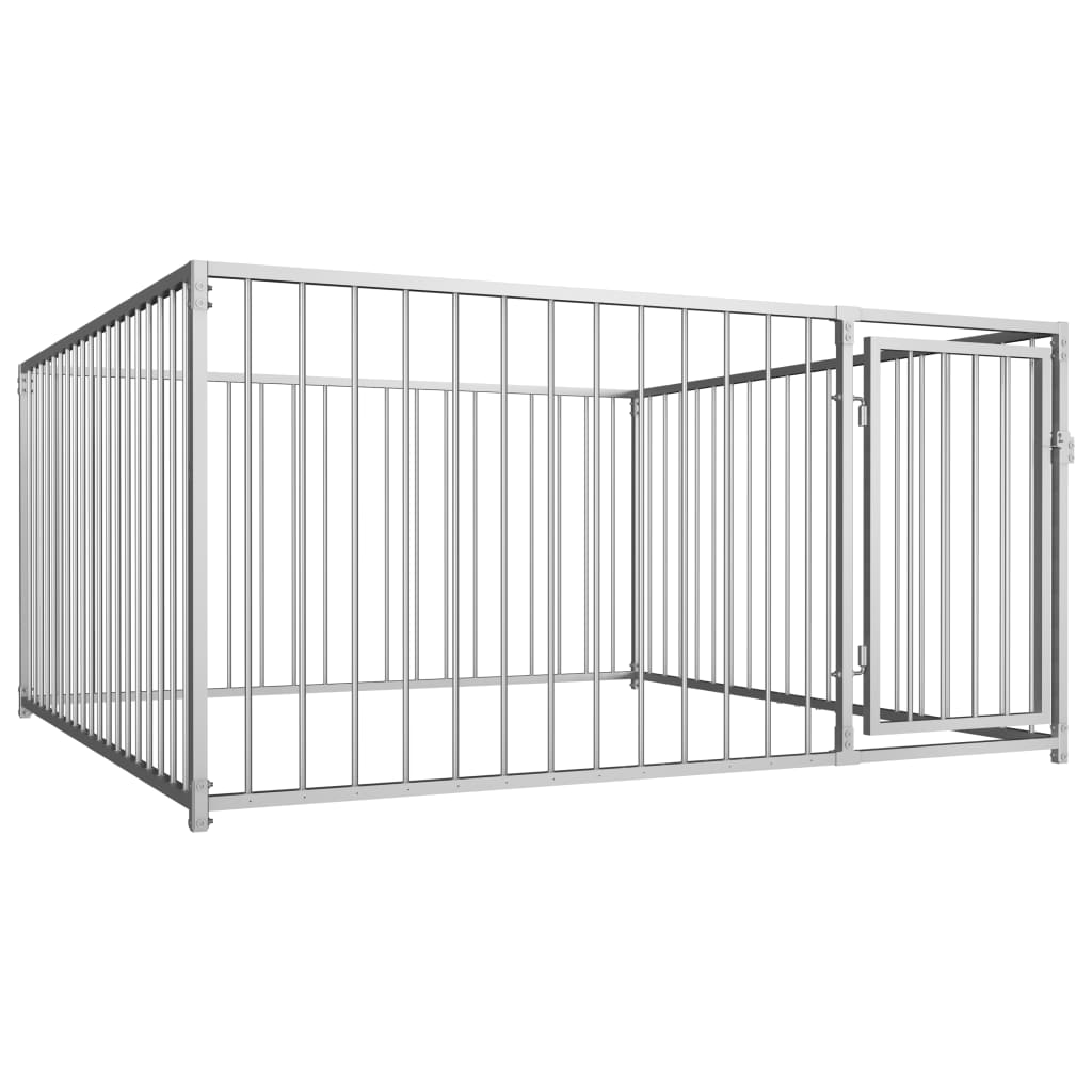 Chenil d'extérieur en acier galvanisé pour chien - Panneaux à barreaux - 200x200x100 cm - 4m²