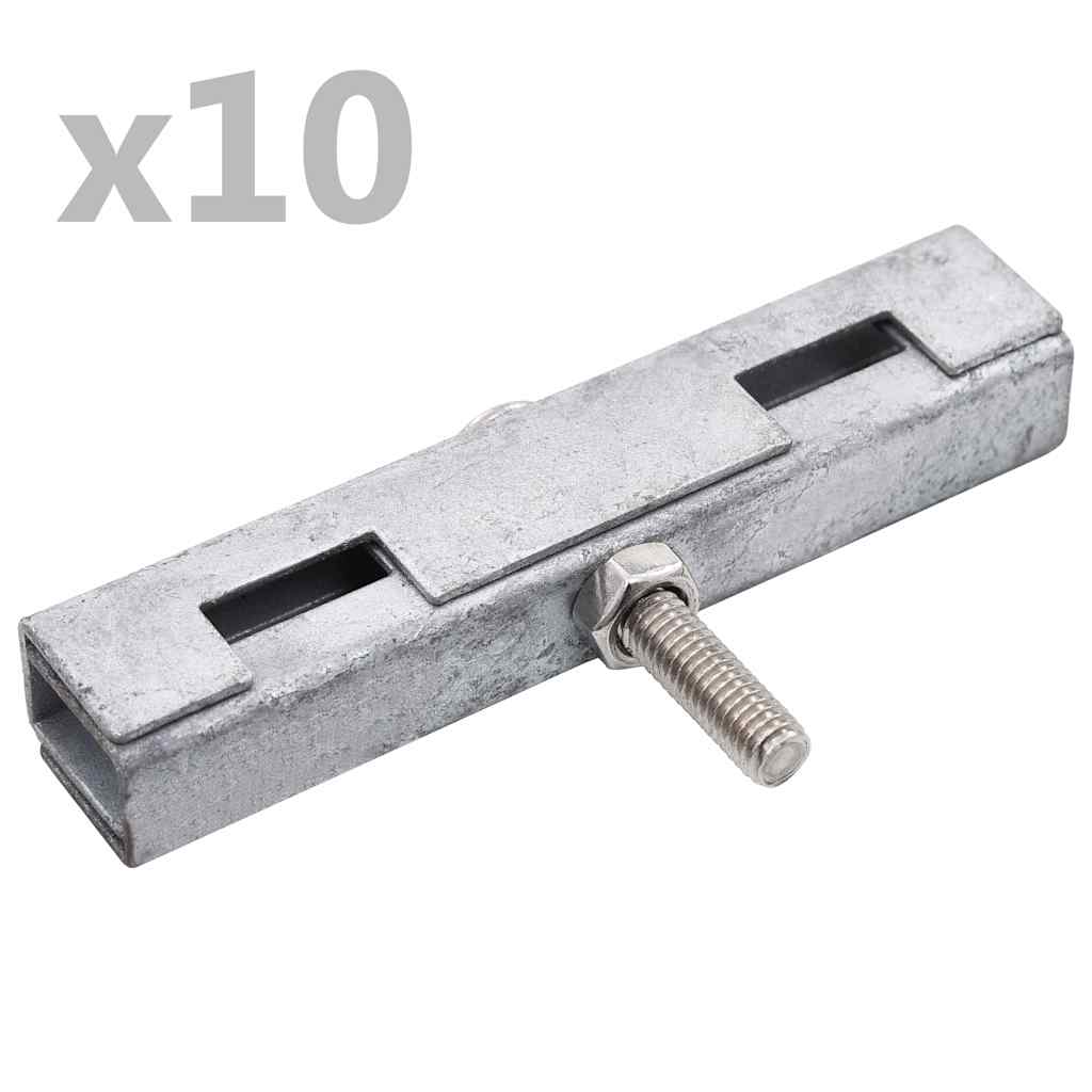 vidaXL Spona na zahradní pletivo profil U 10 setů stříbrná