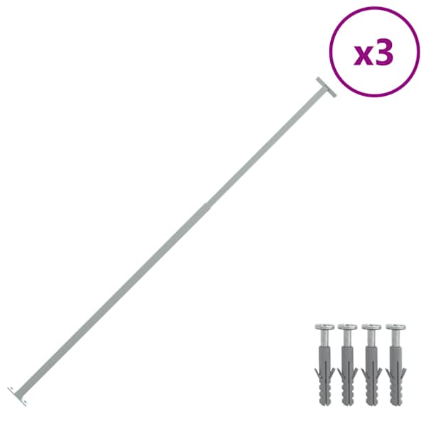 vidaXL reguleeritavad turvaaknatrellid 3 tk 710&ndash;1200 mm