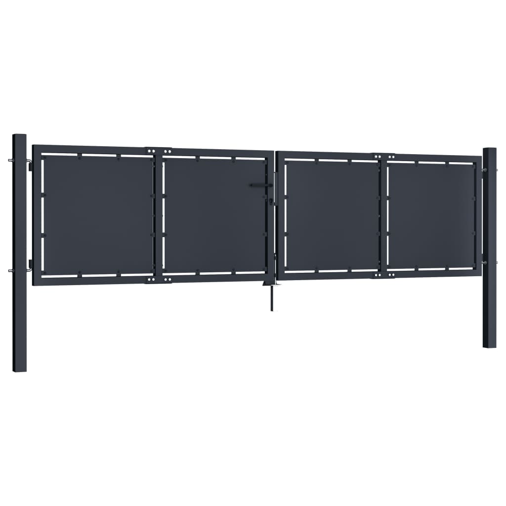 vidaXL Puutarhaportti teräs 300x100 cm antrasiitti