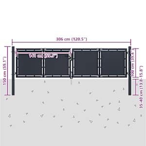 Zahradní brána ocelová 300 x 100 cm antracitová - obrázek 5