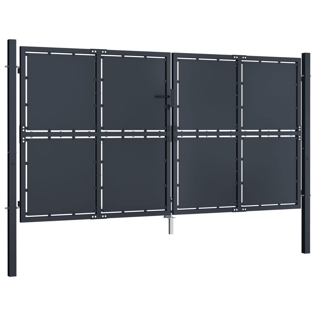 vidaXL Poort 300x125 cm staal antraciet afbeelding