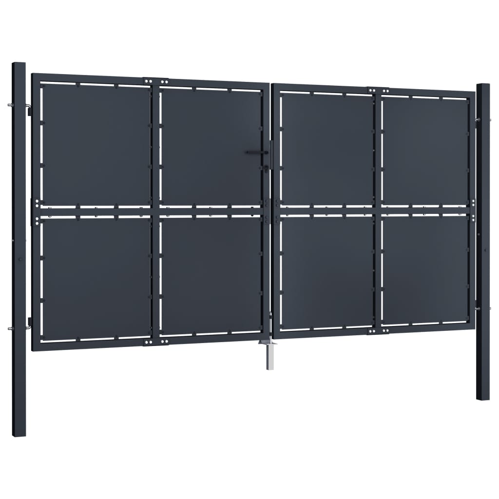 vidaXL Poort 300x150 cm staal antraciet afbeelding