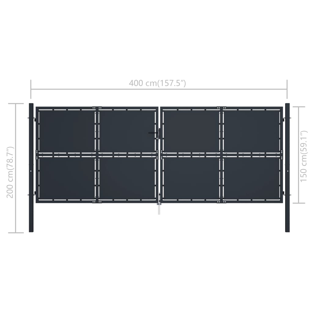 Poort 100x125 cm Staal Antraciet Hekpoort Omheiningspoort Poorten Hek vidaXL - Afbeelding 102 van 112