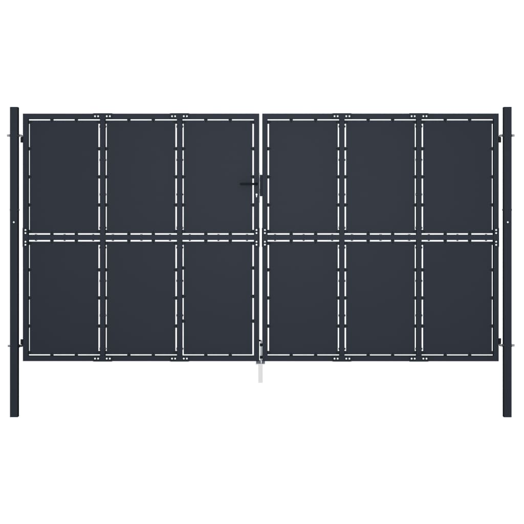 vidaXL Puutarhaportti teräs 400×200 cm antrasiitti