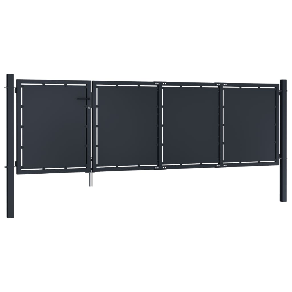 vidaXL Portail de jardin Acier 350x100 cm Anthracite