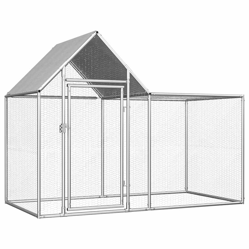 vidaXL Coteț pentru păsări, 2 x 1 x 1,5 m, oțel galvanizat