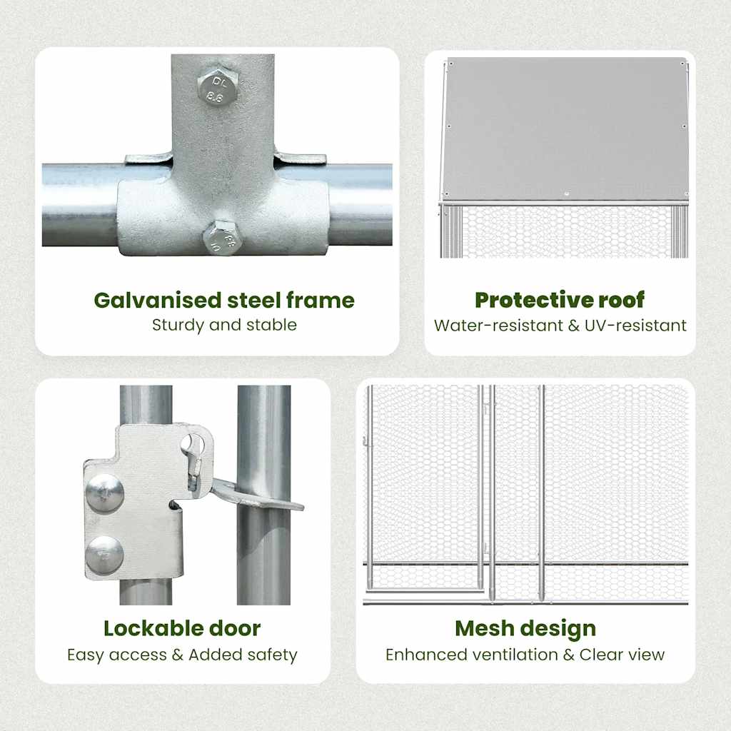 Horganyzott acél tyúkól 2 x 1 x 1,5 m