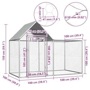 Klec pro kuřata 2 x 1 x 1,5 m pozinkovaná ocel - obrázek 6