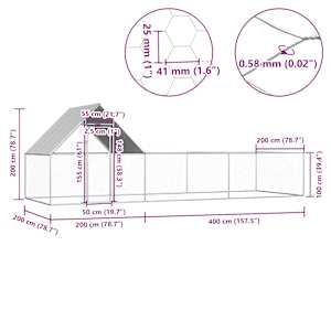 Klec pro kuřata 6 x 2 x 2 m pozinkovaná ocel - obrázek 6