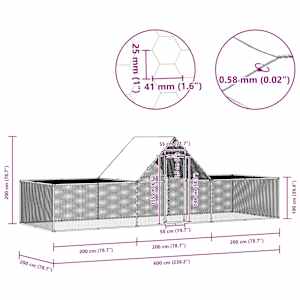 Klec pro kuřata 6 x 2 x 2 m pozinkovaná ocel - obrázek 9