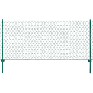 vidaXL traadist v&otilde;rkaed aiapostidega, teras, 25 x 0,5 m, roheline