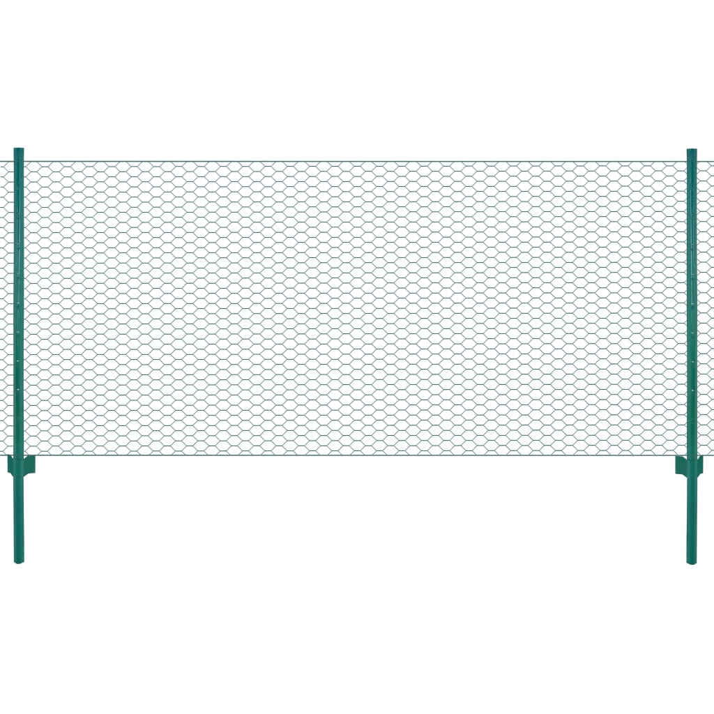 Maschendrahtzaun mit Pfosten Stahl 25 x 0,5 m Grün