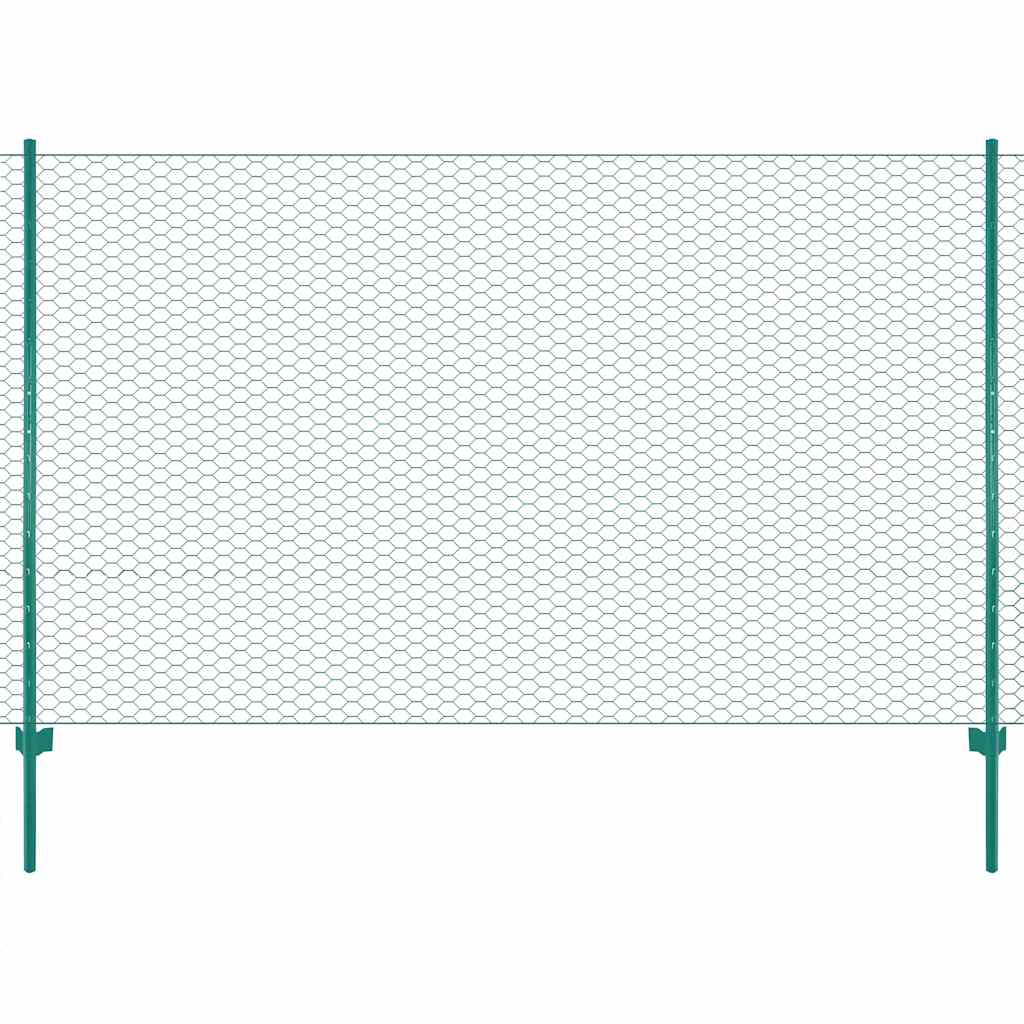 vidaXL Drátěný plot se sloupky ocel 25 x 25 m zelený