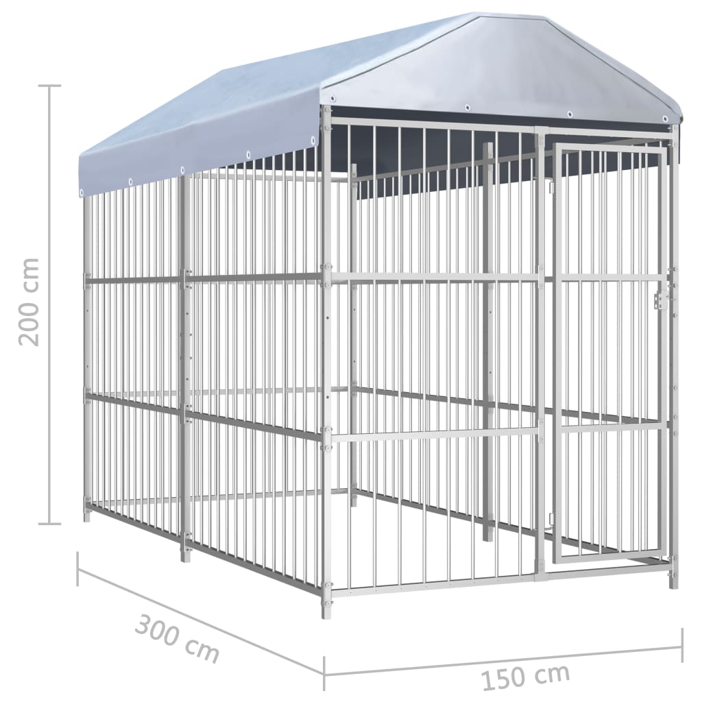 Kültéri kutyakennel tetővel 300 x 150 x 200 cm 