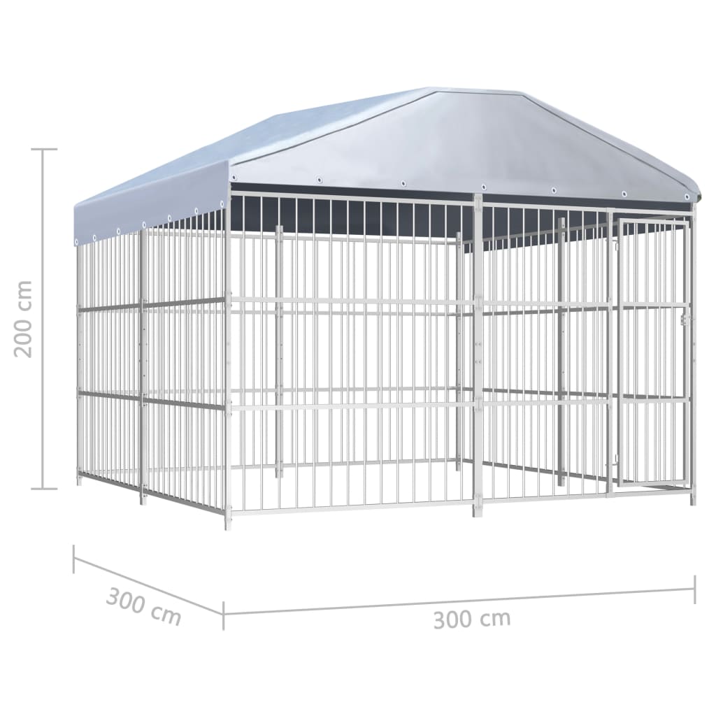 Kültéri kutyakennel tetővel 300 x 300 x 200 cm 
