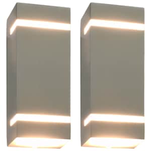 Zunanje stenske svetilke 2 kosa 35 W srebrne pravokotne