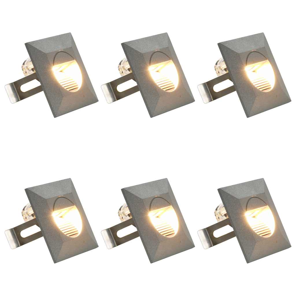 vidaXL Lămpi de perete LED de exterior, 6 buc., argintiu, 5 W, pătrat