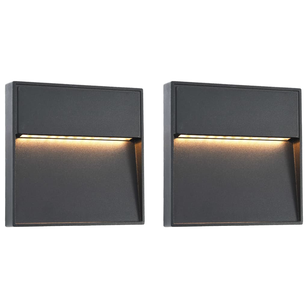 vidaXL Lămpi de perete LED de exterior, 2 buc., negru, 3 W, pătrat vidaxl.ro