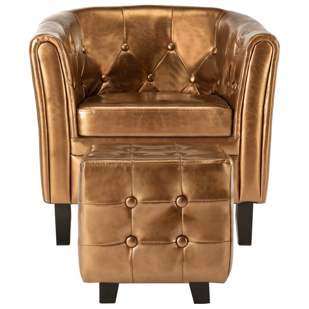 vidaXL Tubast stol s stolčkom za noge iz rjavega umetnega usnja