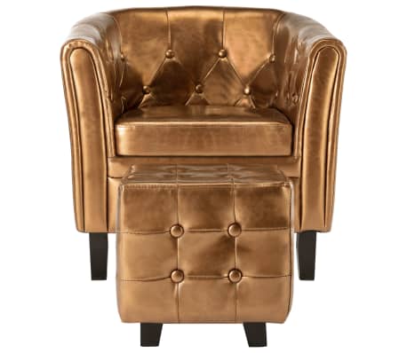 vidaXL Tubast stol s stolčkom za noge iz rjavega umetnega usnja