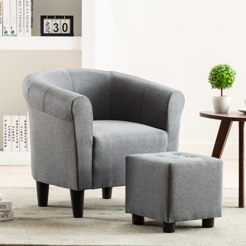vidaXL Fotoliu, gri deschis, material textil